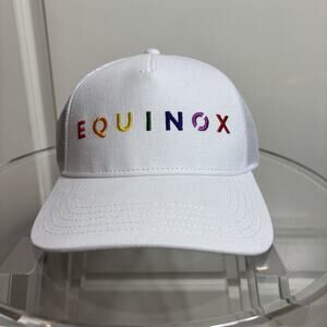 Equinox Gym Snapback Cap Hat 100% Cotton White Rainbow Pride LGBTQ Workout NWOT